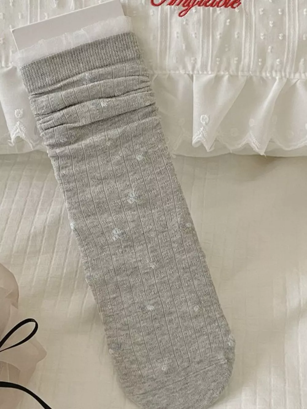 Floral Patterned Mid-Calf Crew Socks, image 5