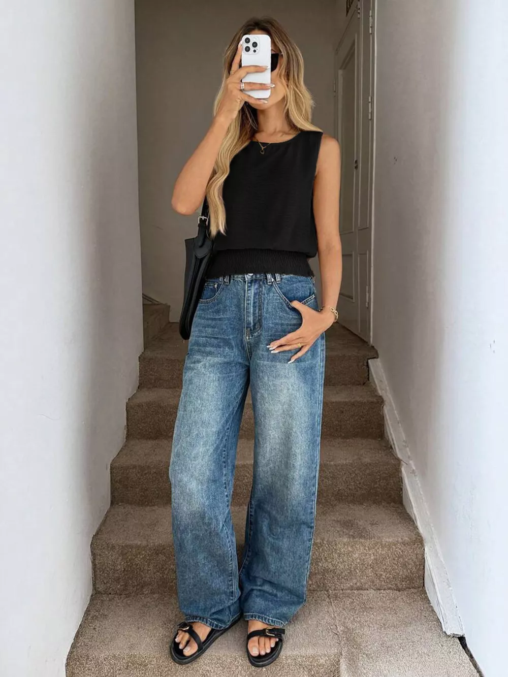 Smocked Round Neck Tank, image 16