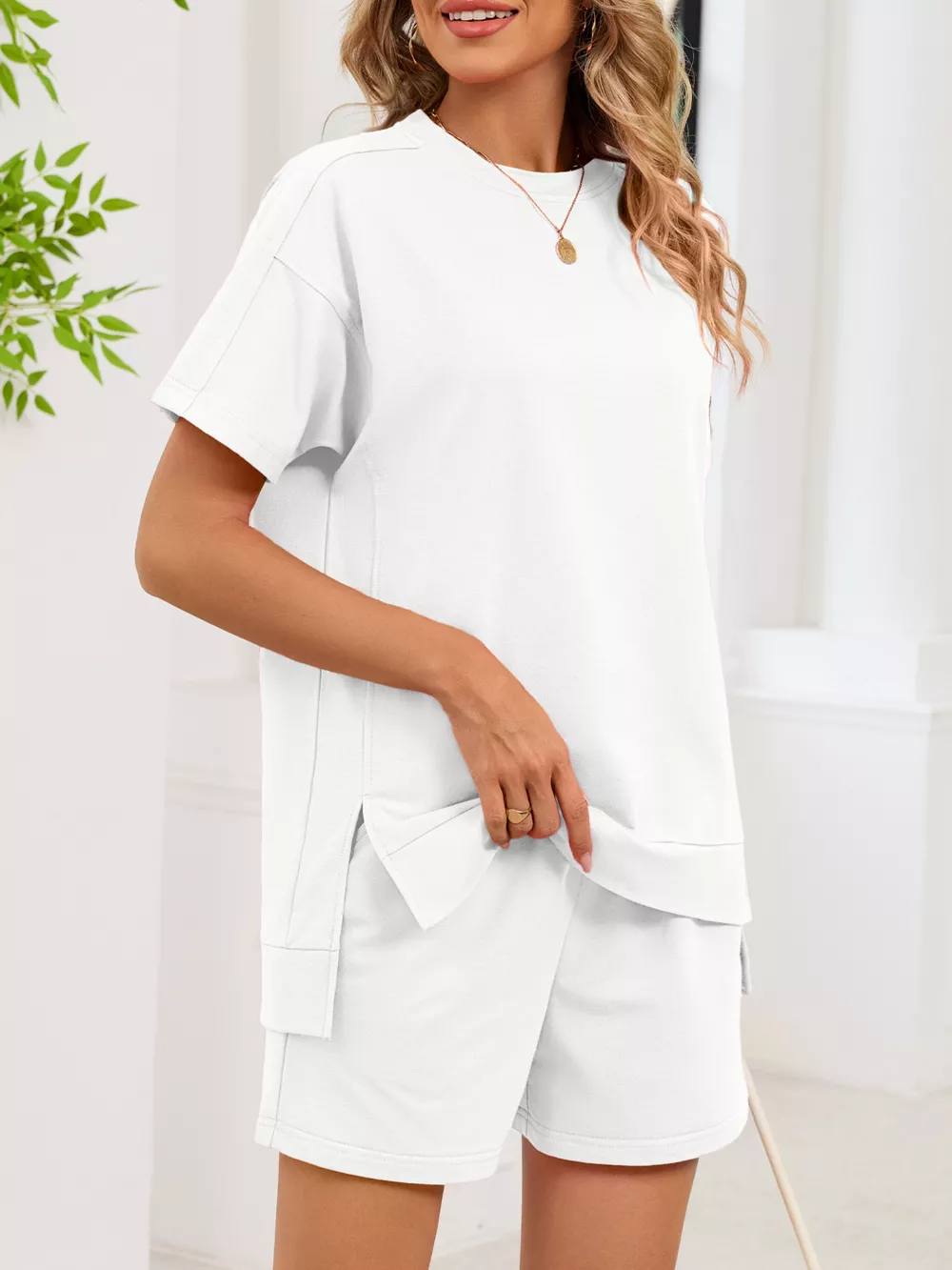 Round Neck Short Sleeve T-Shirt and Shorts Set, image 21