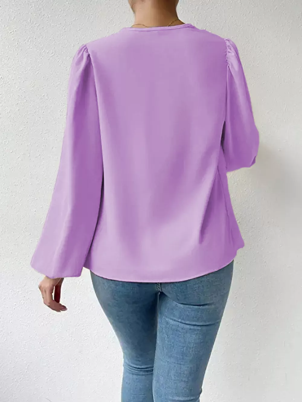 Full Size Cowl Neck Balloon Sleeve Blouse Plus Size, image 15