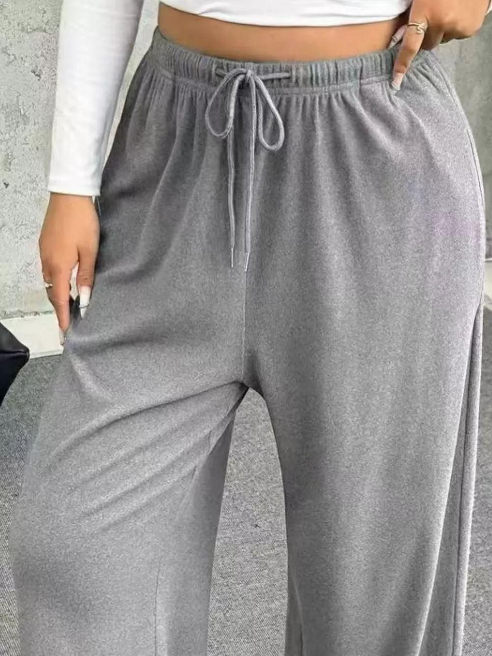 Full Size Drawstring Wide Leg Pants Plus Size, image 12