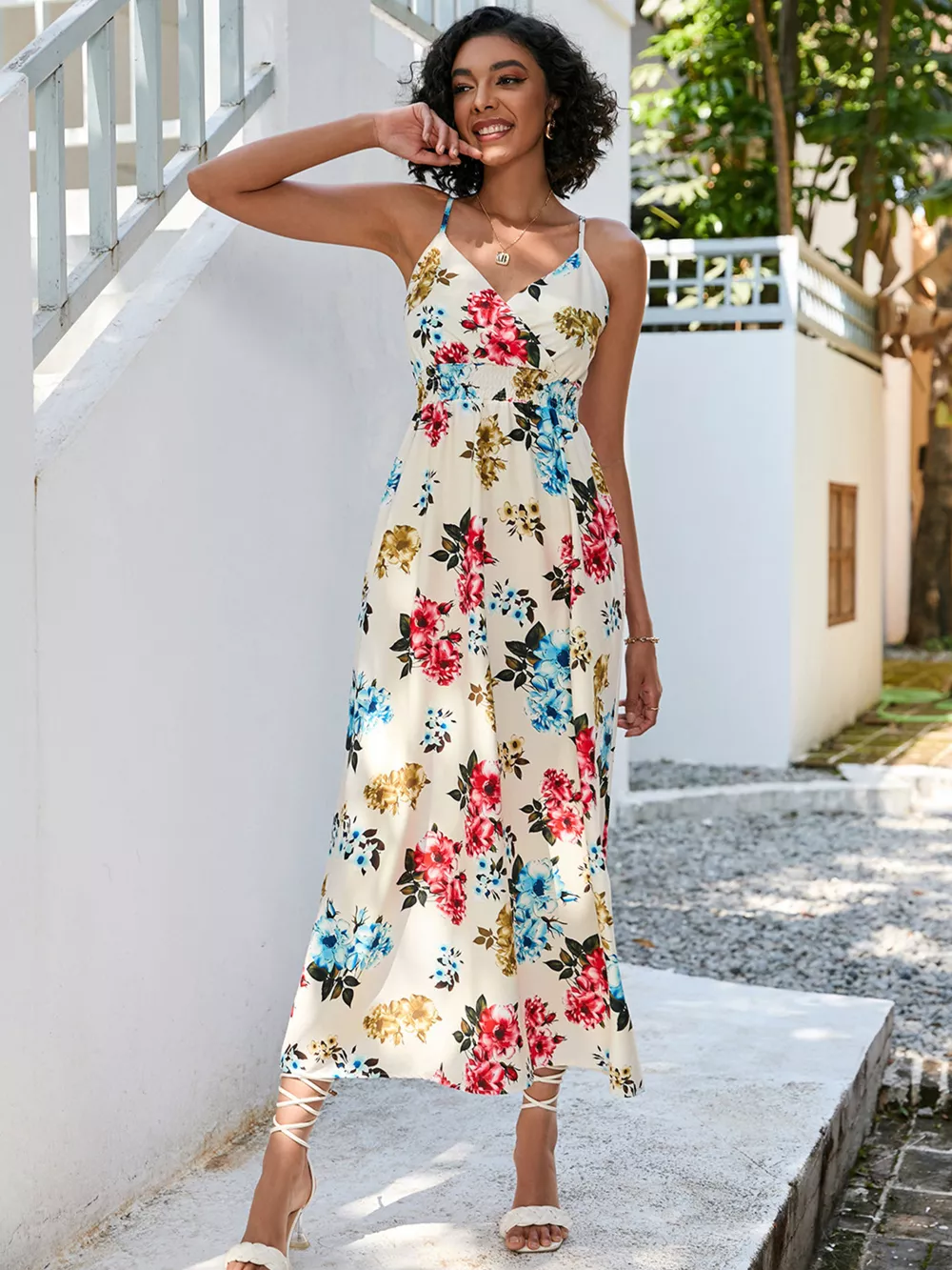 Floral Print Spaghetti Strap Midi Dress, image 26