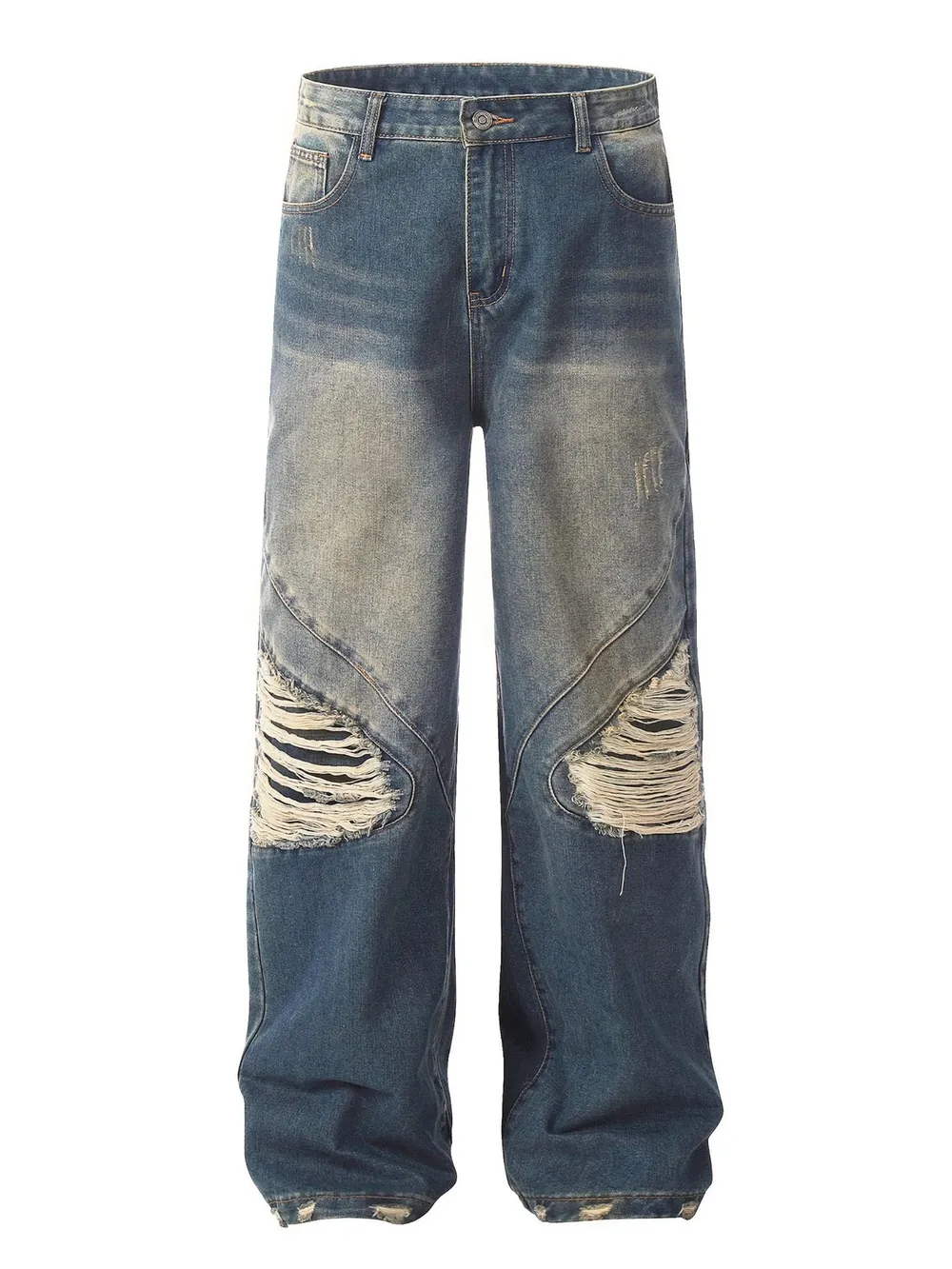 Men's Distressed Wide Leg Jeans, image 2