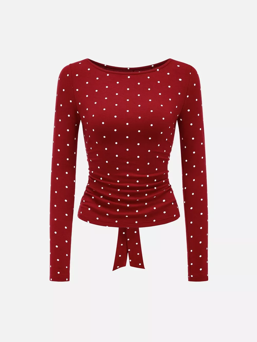 Long Sleeve Polka Dot Tie Back T-Shirt, image 4
