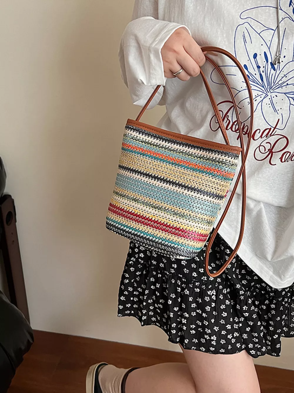 Woven Striped Crossbody Bag, image 3