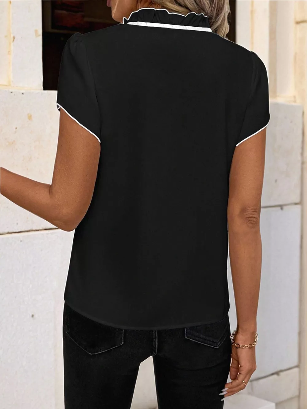Tie Neck Short Sleeve Blouse, image 27