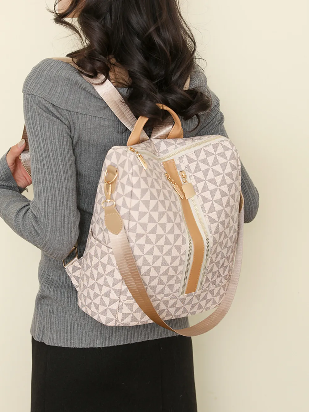 Geometric Pattern Backpack Bag