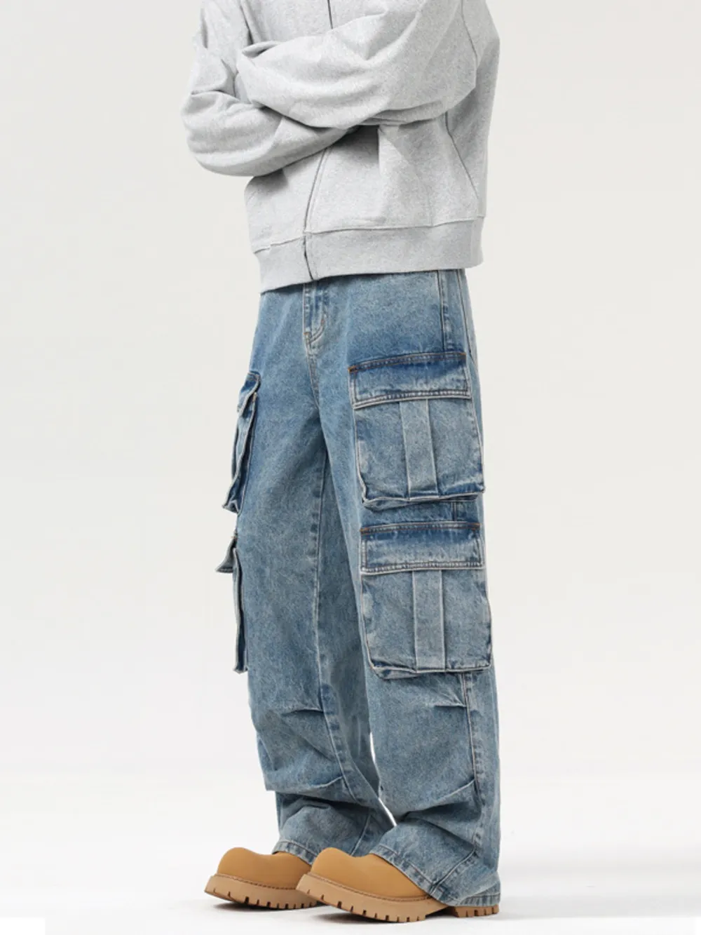 Men's Wash Multi-Pocket Cargo Jeans, image 3