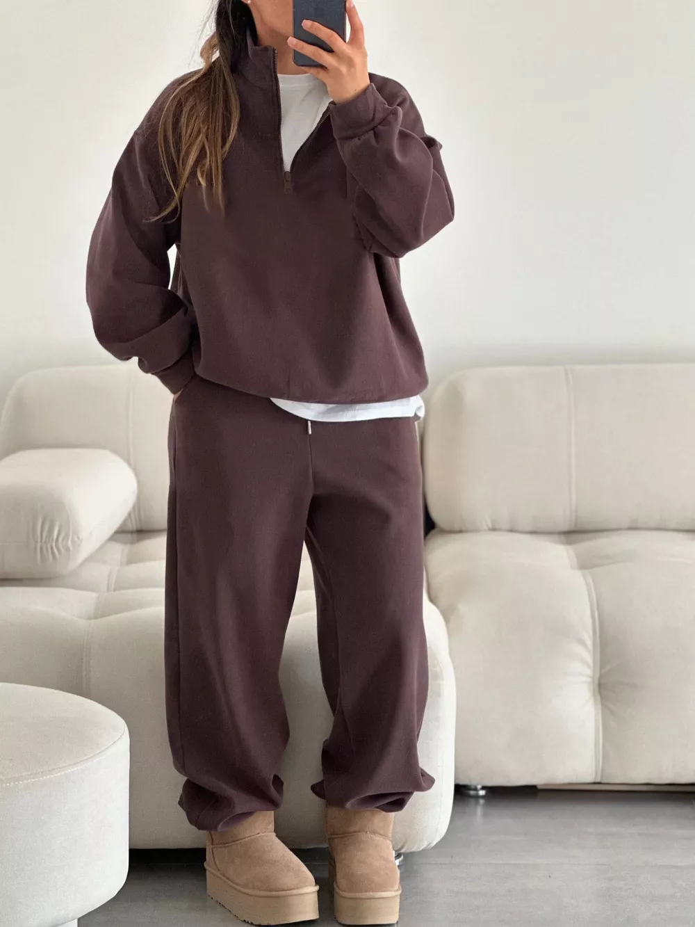 Quarter-Zip Top and Wide-Leg Sweatpants Set, image 14