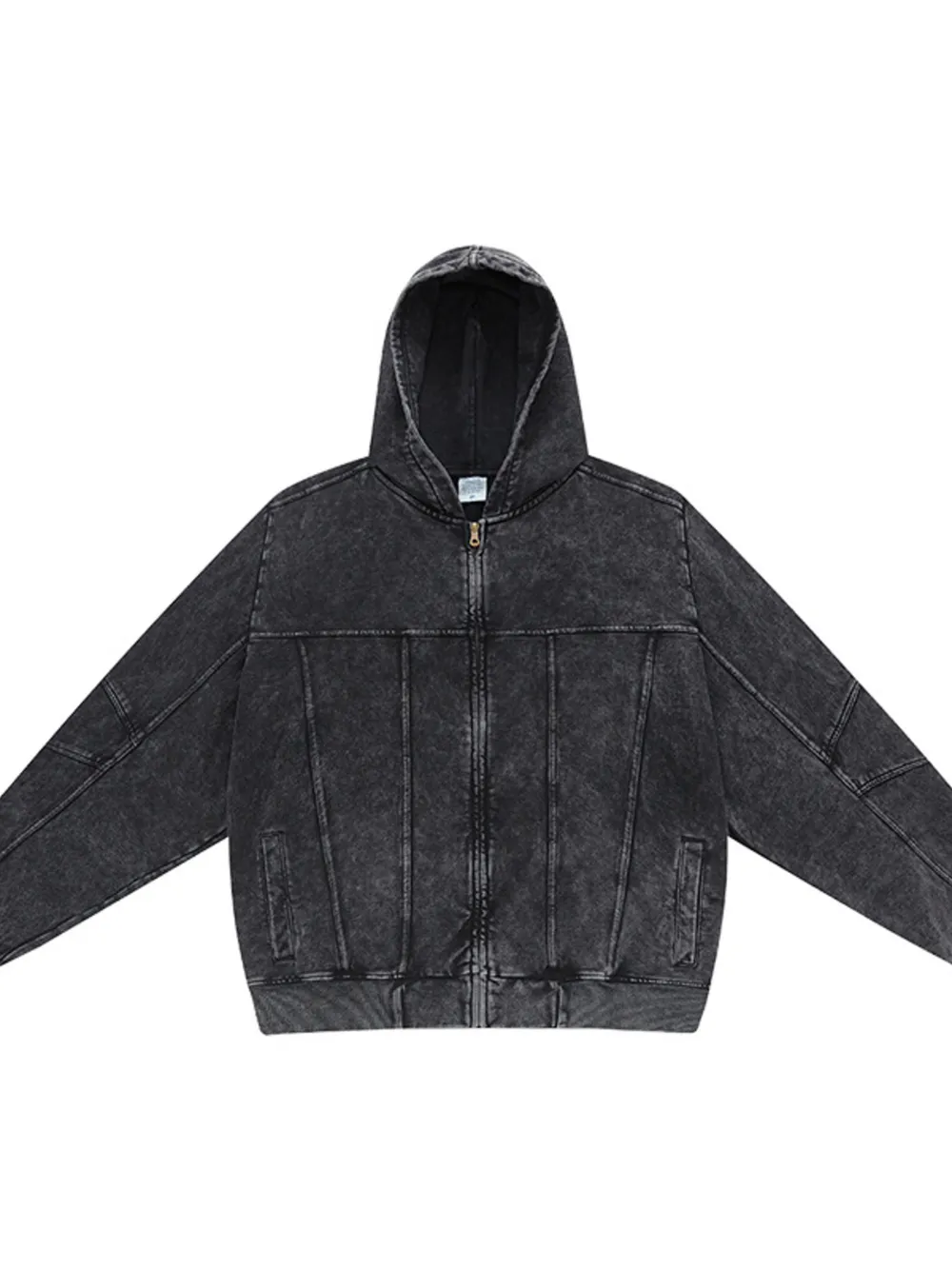 Men's Washed Zip Up Casual Hoodie