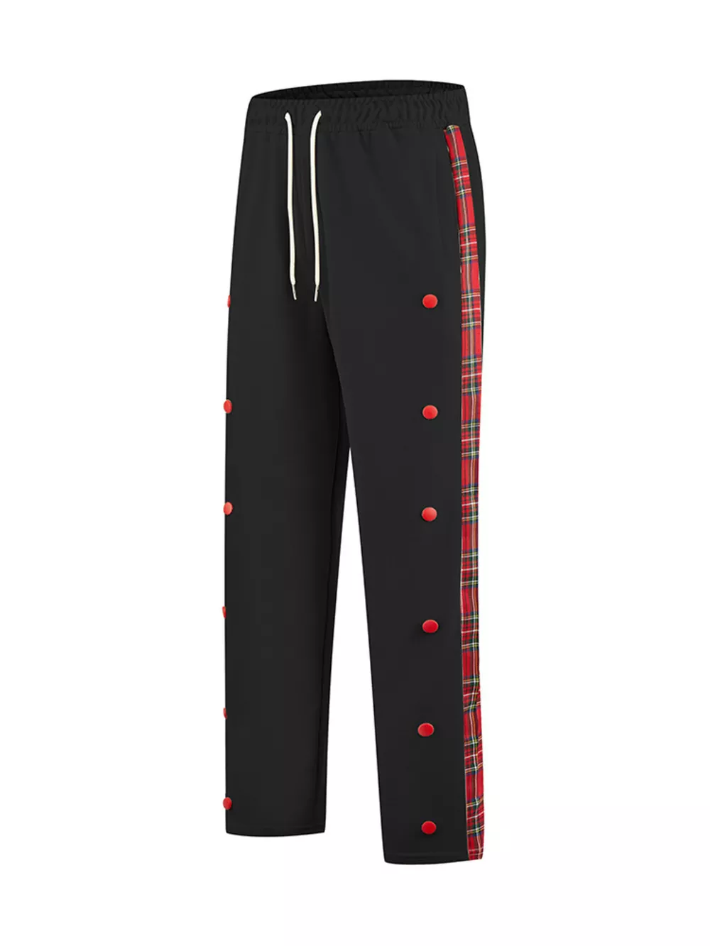 Men's Full Size Drawstring Plaid Side Stripe Pants Plus Size