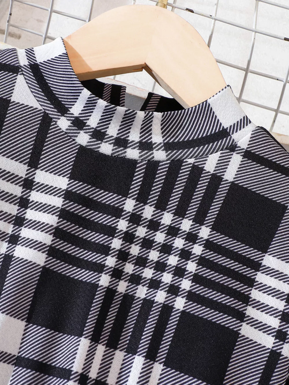 Children's Plaid Print Long Sleeve Dress, image 6