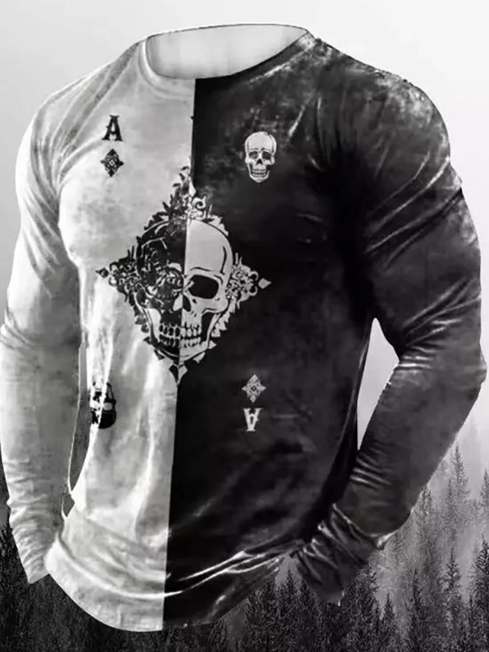 Men's Full Size Graphic Long Sleeve T-Shirt Plus Size, image 2