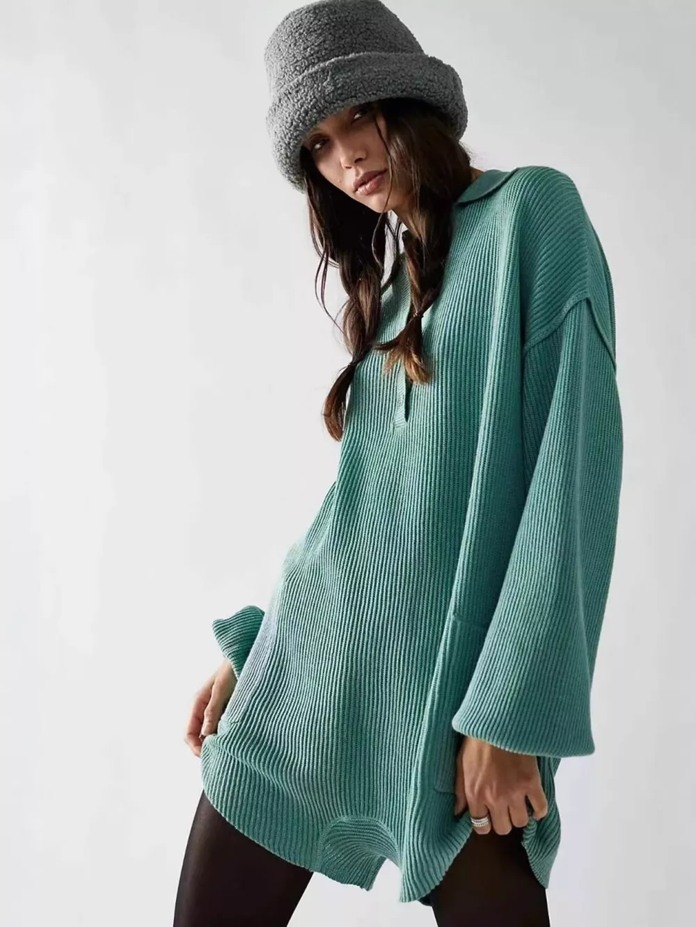 Ribbed Knit Long Sleeve Romper, image 9