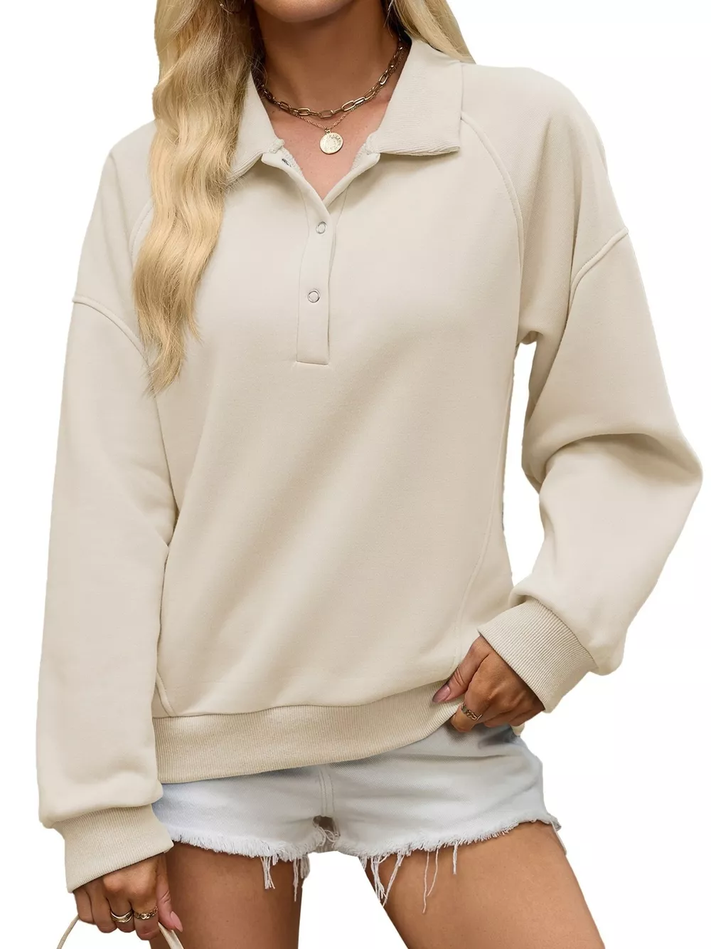 Button Detail Dropped Shoulder Sweatshirt, image 13