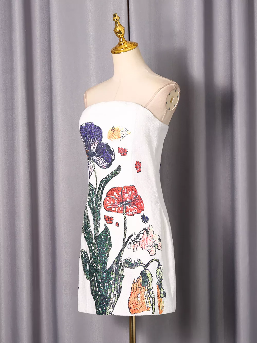 Strapless Floral Mini Dress, image 4