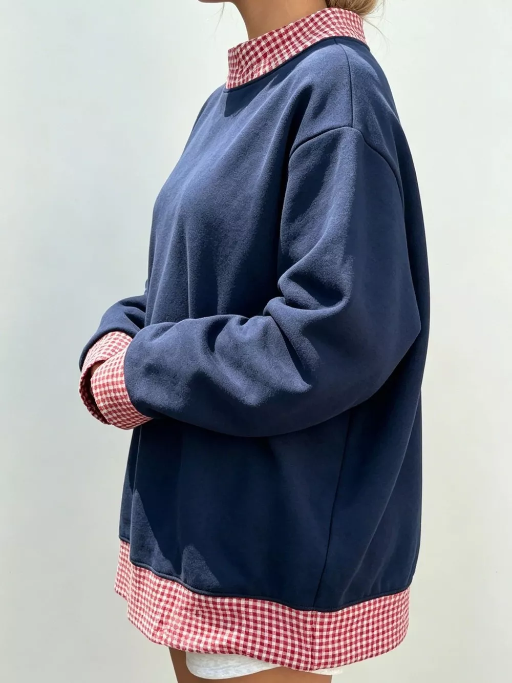 Polka Dot Contrast Trim Dropped Shoulder Sweatshirt, image 11