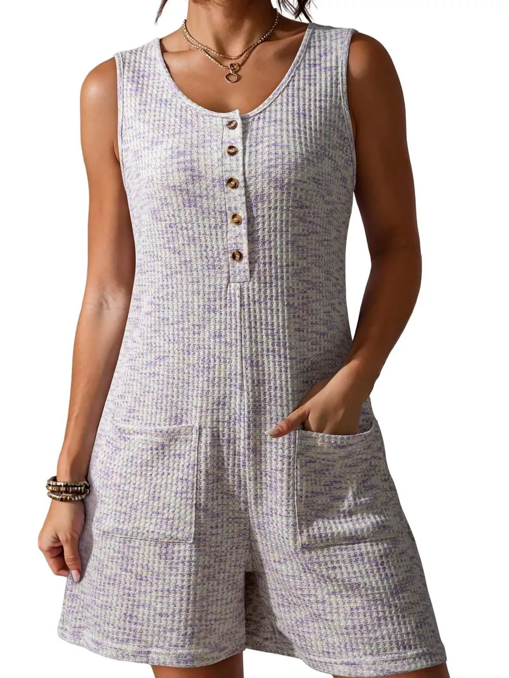 Sleeveless Button Detail Romper, image 16