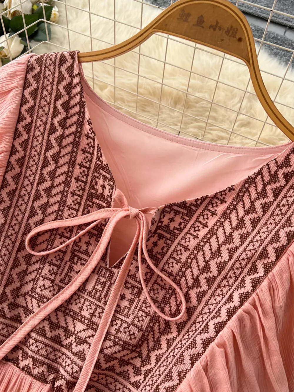 Tie Neck Short Sleeve Dress, image 7