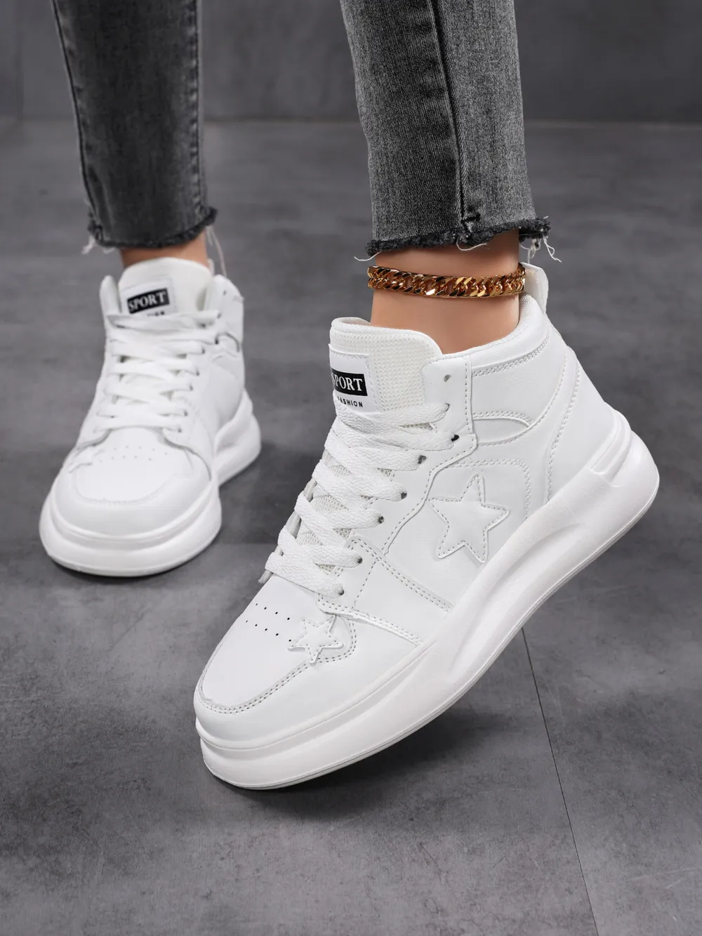 Star Pattern Lace Up Sneakers, image 7