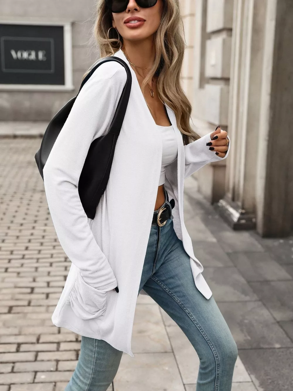 Ruched Pocket Open Front Cardigan, image 21