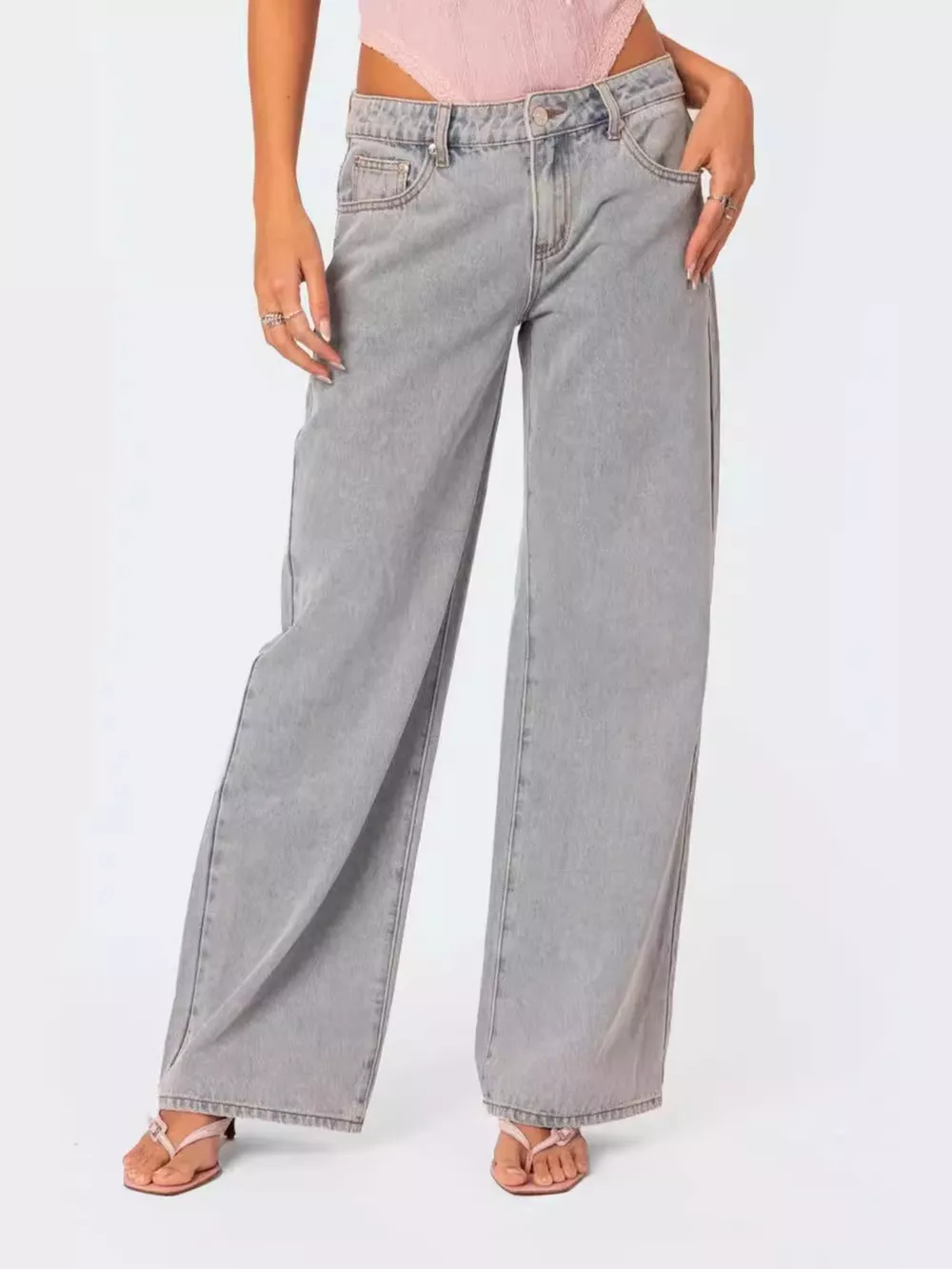 Washed Wide Leg Jeans