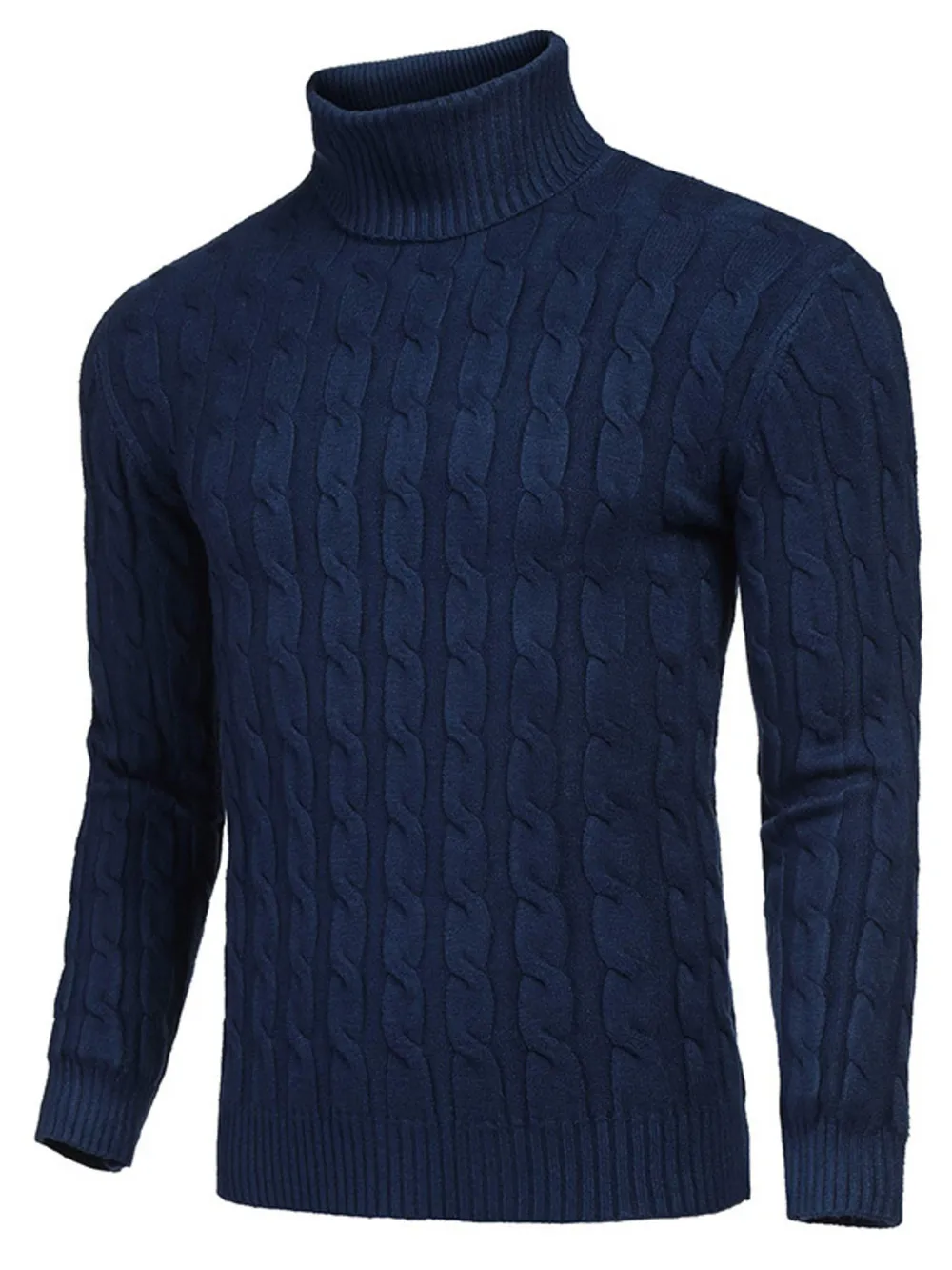 Men's Cable Knit Turtleneck Sweater, image 2