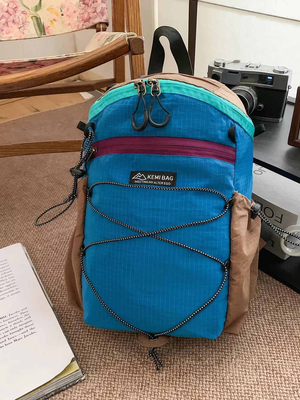 Lightweight Contrast Backpack Bag, image 2