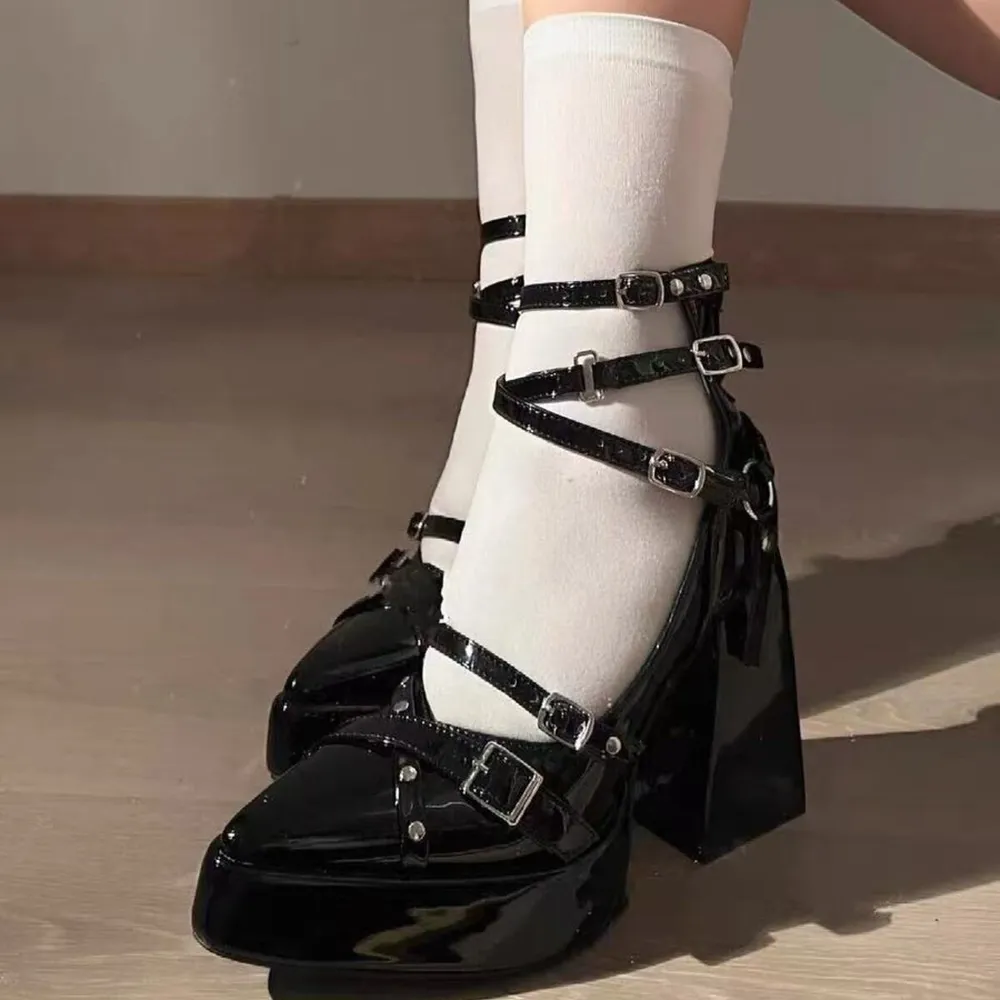 Gothic Platform Pumps with Multiple Buckle Straps, image 3