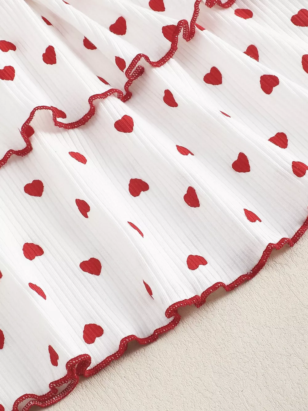 Children's Heart Print Tiered Dress and Belt Set, image 4