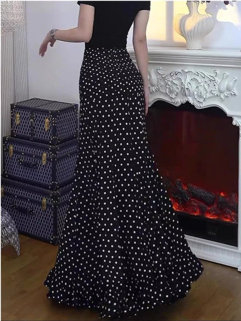 Polka Dot Mermaid Maxi Skirt, image 13
