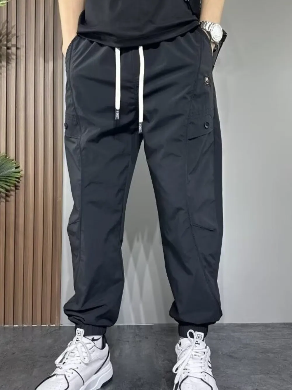 Men's Plus Size Drawstring Loose Fit Joggers, image 2