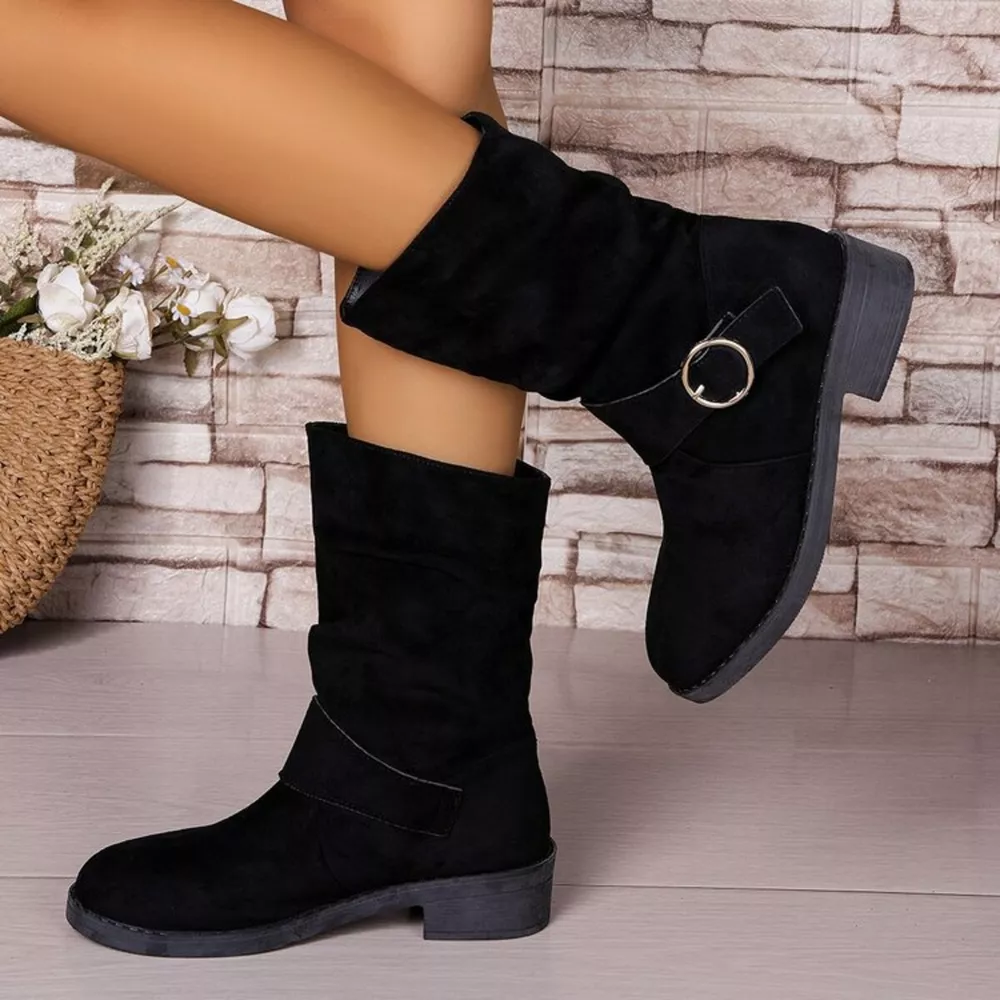 Round Toe Block Heels Boots, image 2