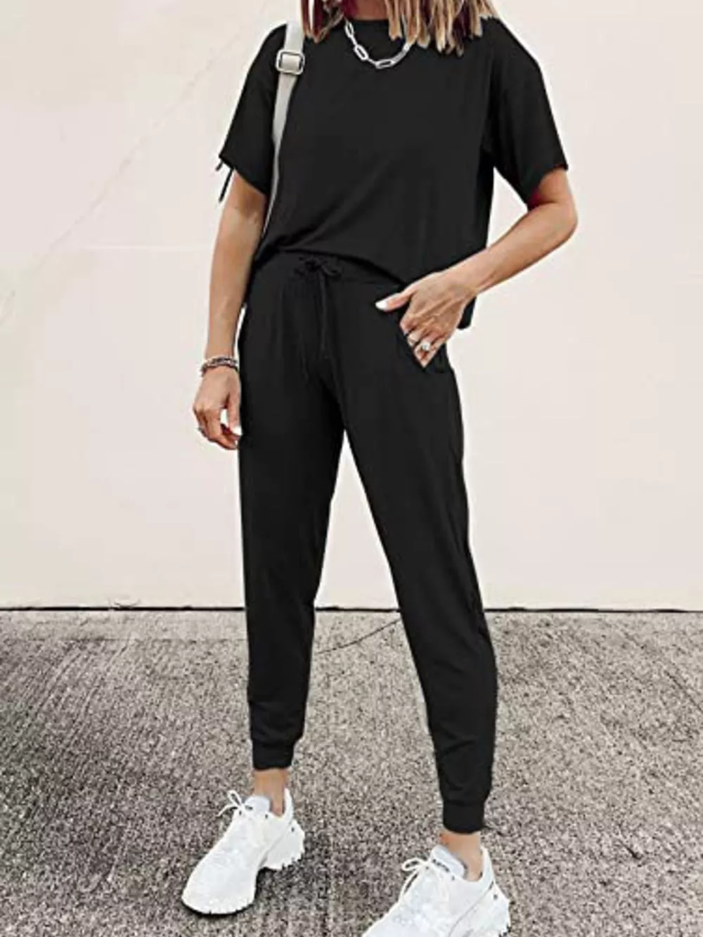 Full Size Round Neck Top and Drawstring Pants Set Plus Size, image 8