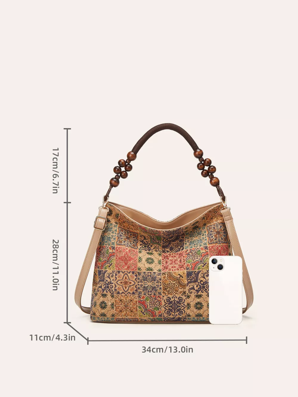 Bohemian Geometric Pattern Hobo Handbag, image 8