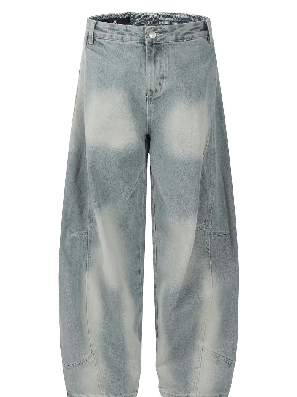 Men's Washed Curved Jeans with Contemporary Fade