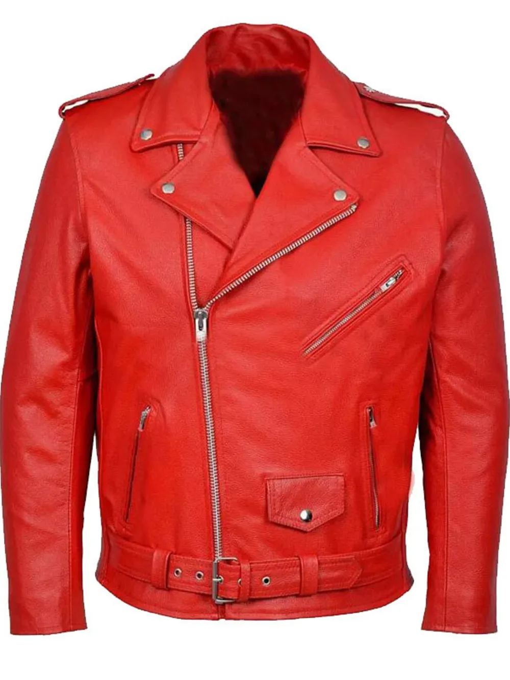 Men's Plus Size Zip Up Leather Motorcycle Jacket, image 4
