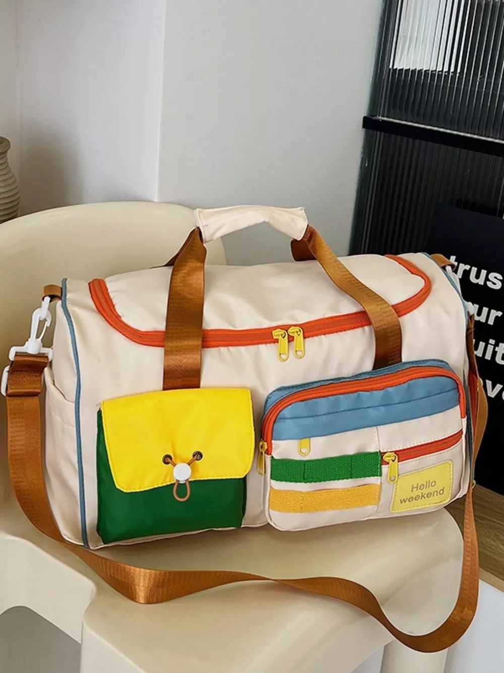 Multi-Pocket Color-Block Travel Bag, image 2