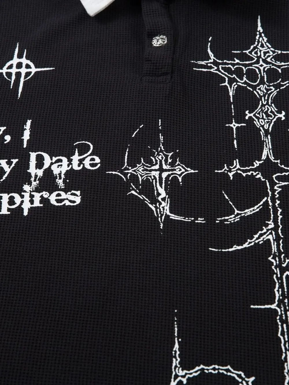Men's Gothic Cross Graphic Contrast Collar Polo, image 5