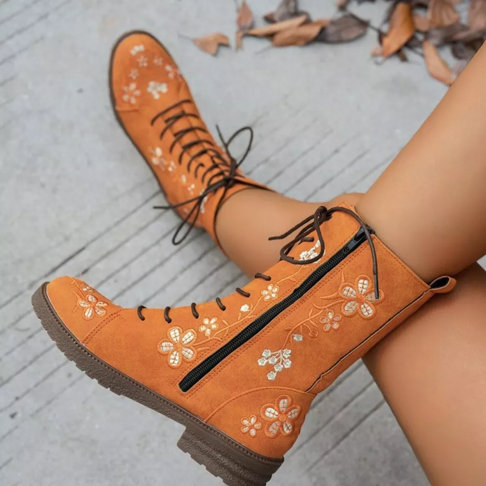 Round Toe Block Heels Boots, image 5
