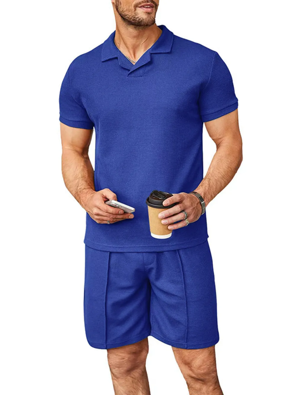 Men's Plus Size Short Sleeve Top and Shorts Set, image 4