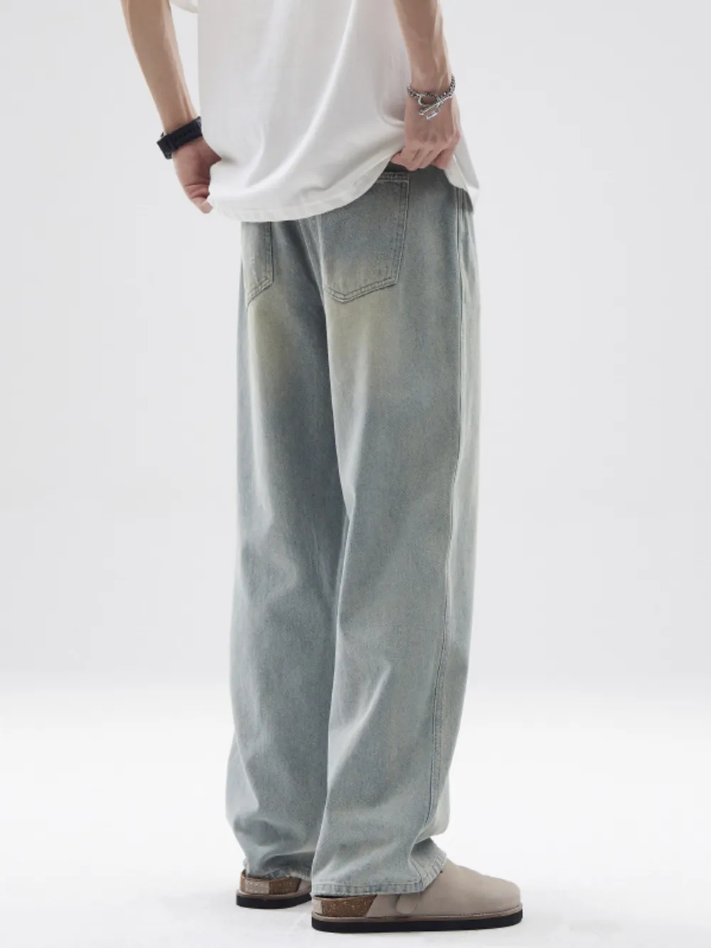 Men's Full Size Vintage Washed Wide Leg Relaxed Fit Jeans Plus Size, image 4