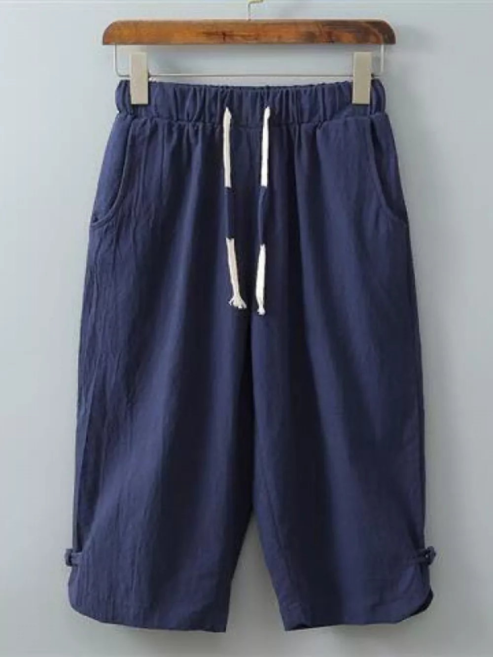 Men's Plus Size Casual Cropped Pants with Drawstring, image 2