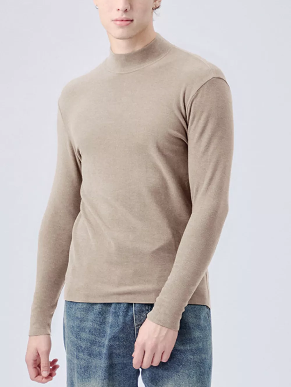 Men's Plus Size Mock Neck Long Sleeve Top, image 9