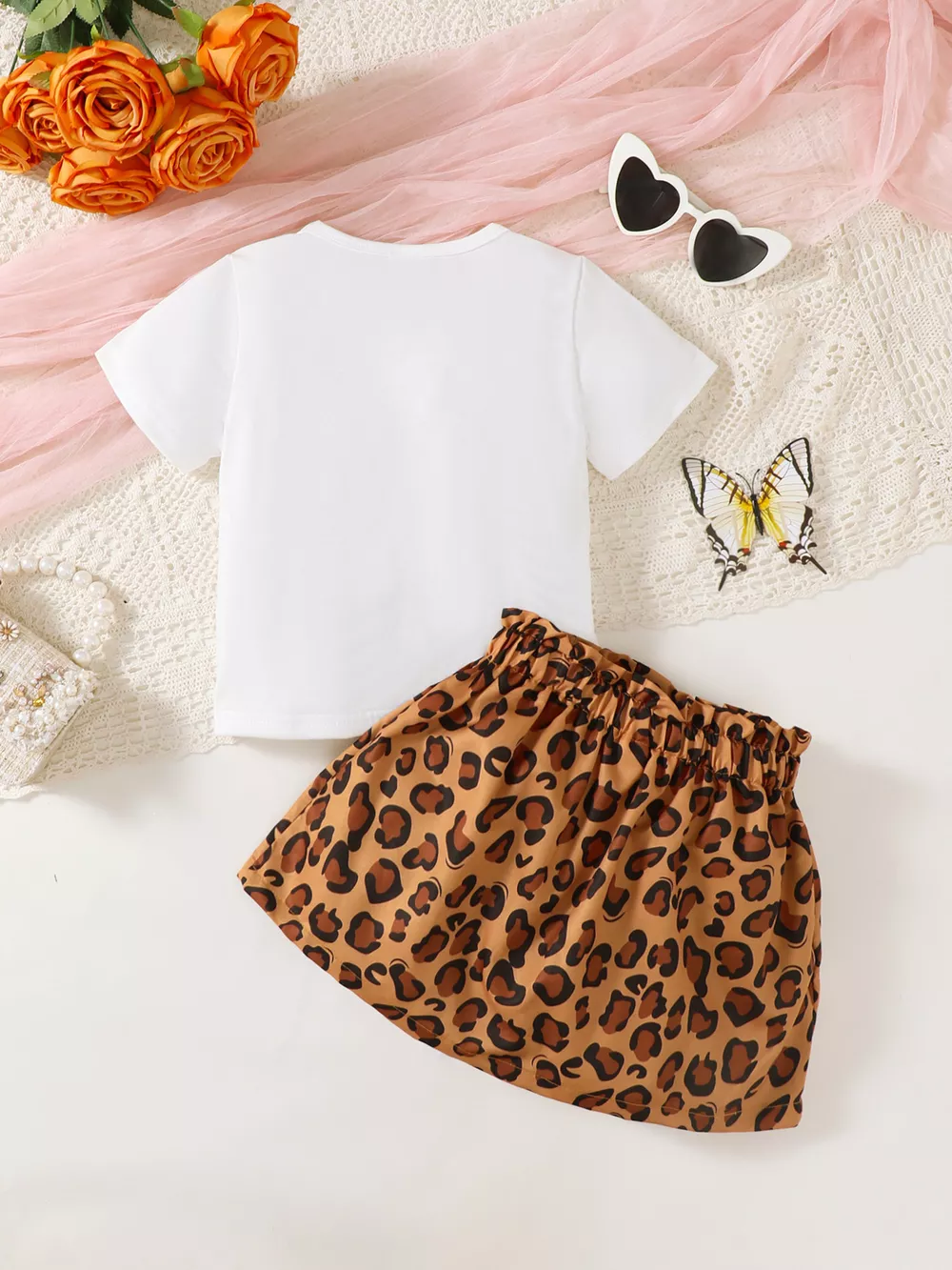 Children's Leopard Graphic Tee & Skirt Set, image 2