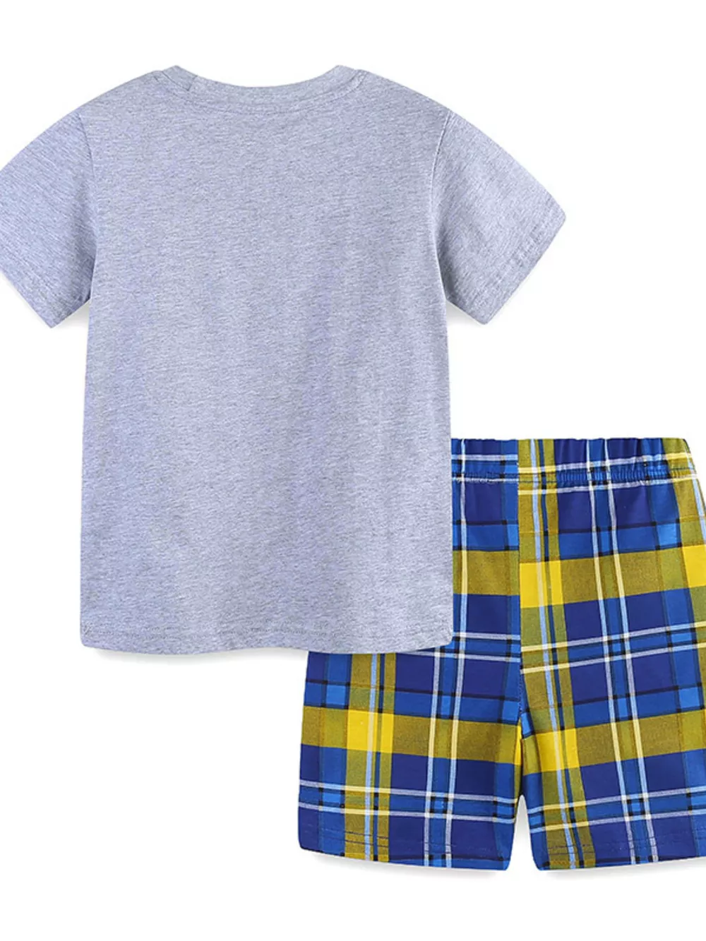 Children's Construction Truck & Traffic Sign Graphic T-Shirt and Plaid Shorts Set, image 4