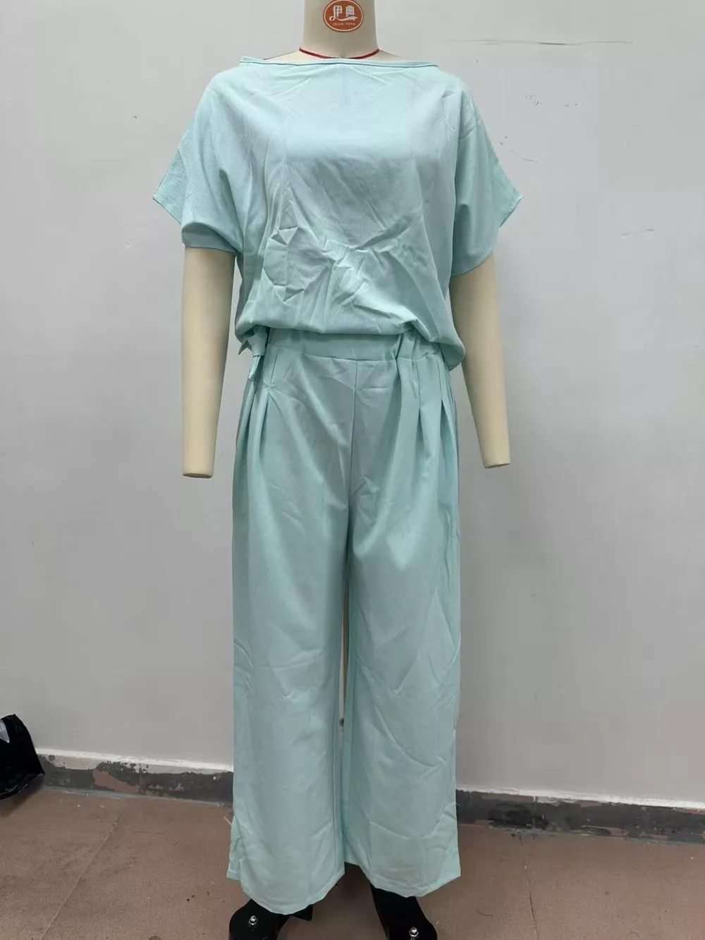 Full Size Solid Color Top and Wide-Leg Pants Set Plus Size, image 7