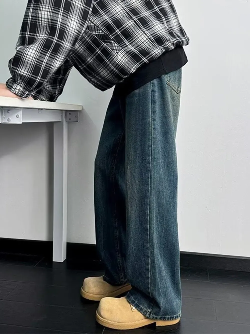Men's Full Size Wash Wide Leg Jeans Plus Size, image 5