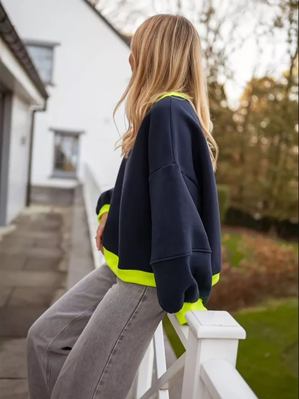 Contrast Trim Oversized Sweatshirt, image 5