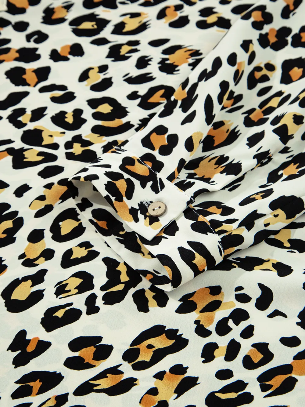 Leopard Print Contrast Striped V Neck Blouse, image 7